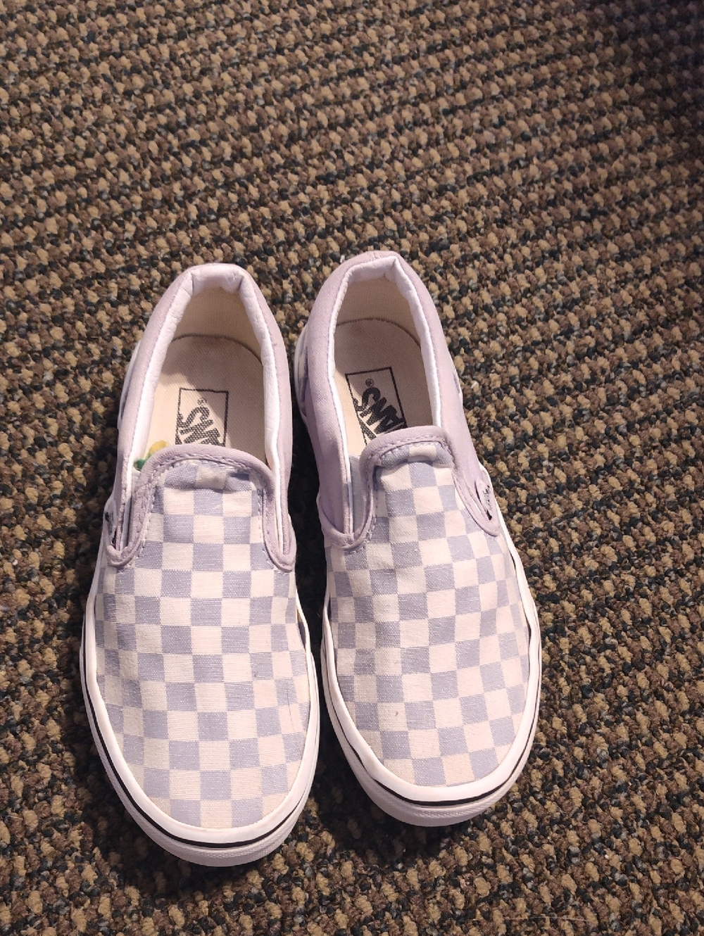 Kids Checkerboard Slip-On Canvas Shoes in Light Lavender
